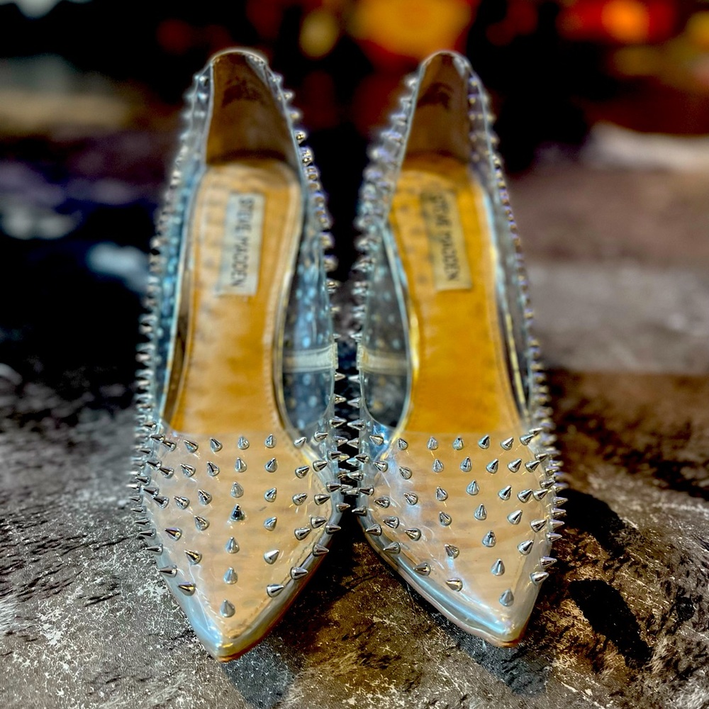 Steven Madden clear studded Vala Pump
